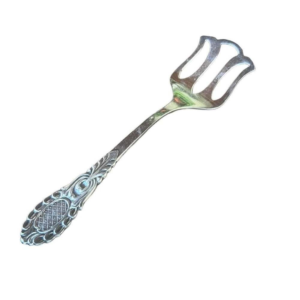 Vintage Swedish EXALP Silverplate Sardine Fork Herring Server Ornate Rococo ~5”